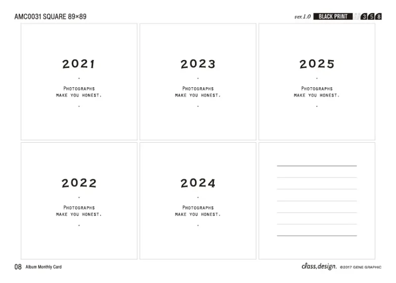 アルバムマンスリーカードAMC0031の西暦のカード